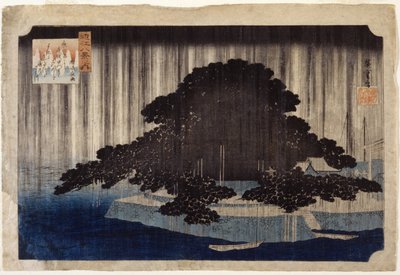 Nachtregen in Karasaki door Ando or Utagawa Hiroshige