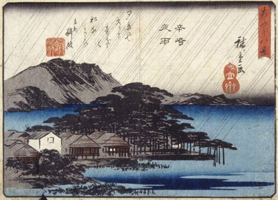 Nachtregen bij Karasaki door Ando or Utagawa Hiroshige