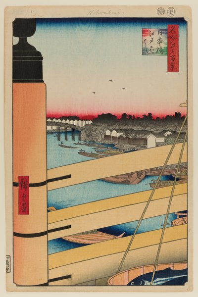 Nihonbashi brug en Edobashi brug (Nihonbashi naar Edobashi) door Ando or Utagawa Hiroshige