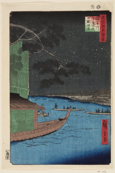 Pijnboom van Succes en Oumayagashi, Asakusa Rivier (Asakusagawa Shubi no matsu Oumayagashi) door Ando or Utagawa Hiroshige