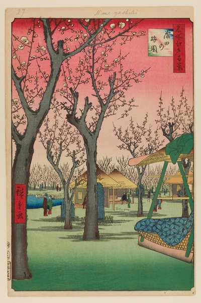 Pruimentuin, Kamata (Kamata no Umezono) door Ando or Utagawa Hiroshige