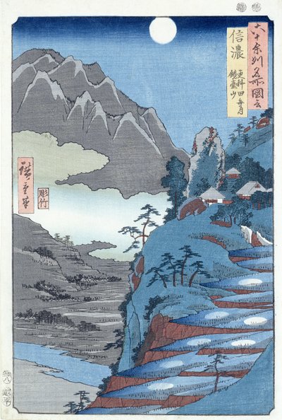 Gereflecteerde Maan, Sarashima door Ando or Utagawa Hiroshige