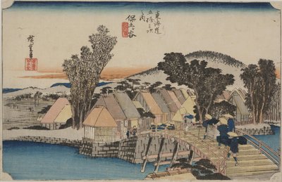 Shinmachi Brug door Ando or Utagawa Hiroshige
