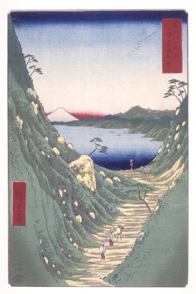 Shiojiri-pas in de provincie Shinano (Shinano Shiojiritōge) door Ando or Utagawa Hiroshige