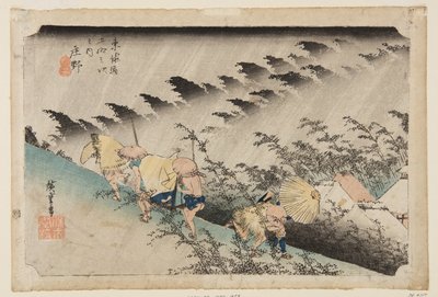 Shōno: Stortregen door Ando or Utagawa Hiroshige