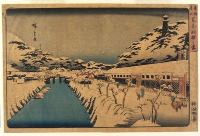 Sneeuw bij de Akabane Brug in Shiba, 1844-45 door Ando or Utagawa Hiroshige