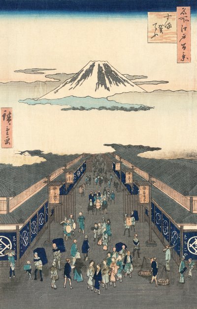 Suruga-cho straat in Tokyo door Ando Hiroshige door Ando or Utagawa Hiroshige