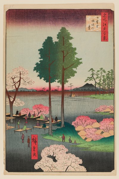 Suwa Bluff, Nippori door Ando or Utagawa Hiroshige