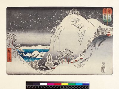 TH Riches 1913 Bizen Ukazan, uit de serie Berg en Zee, vergeleken met worstelaars, pub. 19e eeuw door Ando or Utagawa Hiroshige