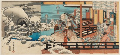 Taira no Kiyomori achtervolgd door geesten door Ando or Utagawa Hiroshige