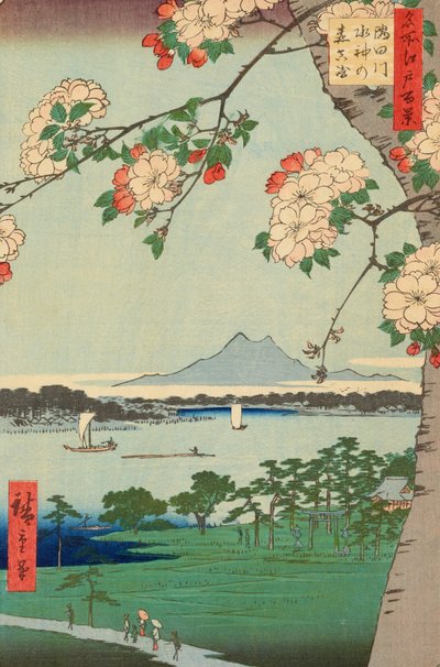 De Suijin bossen en Massaki aan de Sumida rivier door Ando or Utagawa Hiroshige