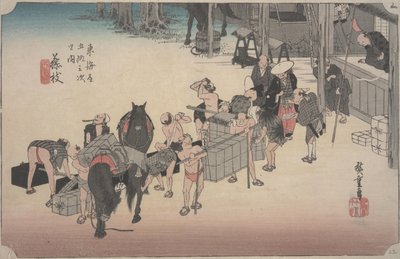 Overdracht van Paard naar Manpower door Ando or Utagawa Hiroshige