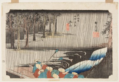 Tsuchiyama: Lenteregen door Ando or Utagawa Hiroshige