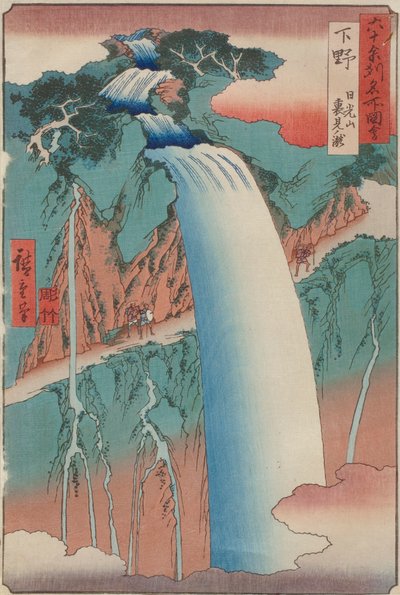 Urami-waterval, Shimotsuke door Ando or Utagawa Hiroshige