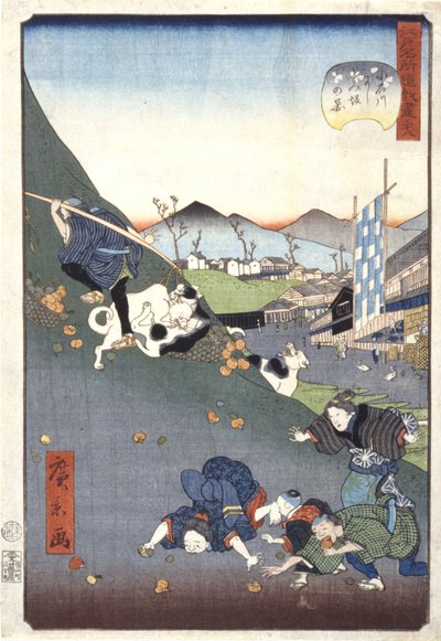 Uitzicht op Nishitomizaka in Koishikawa (Koishikawa Nishitomizaka No Kei) door Ando or Utagawa Hiroshige