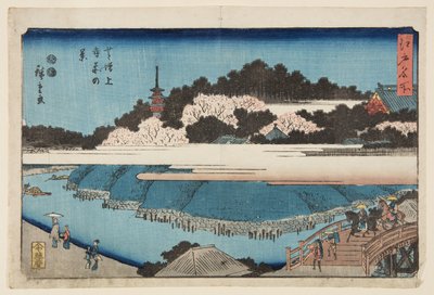 Uitzicht voor de Zōjō-ji Tempel in Shiba door Ando or Utagawa Hiroshige