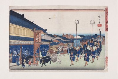 Uitzicht op Shinbashi door Ando or Utagawa Hiroshige