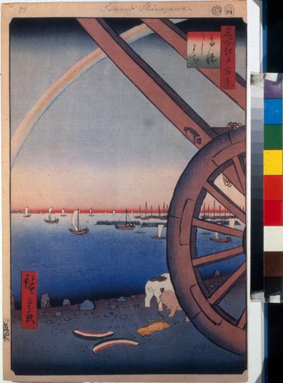 Uitzicht op Ushimachi in Tanakawa (Tokio, Japan) door Ando or Utagawa Hiroshige