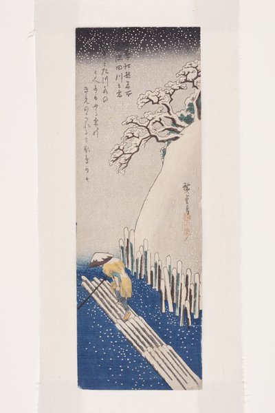 Winter: Sneeuw op de Sumida-rivier door Ando or Utagawa Hiroshige