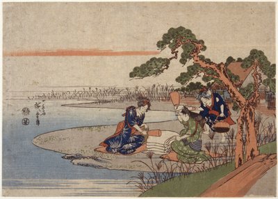 Vrouwen Die Doek Voorbereiden door Ando or Utagawa Hiroshige