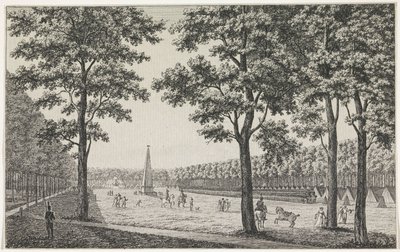 Gezicht op het Franse kamp op het Malieveld te Den Haag ter ere van de troonsbestijging van Lodewijk Napoleon door André