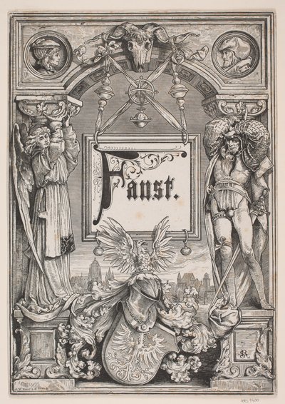 Titelblad en vignet voor een uitgave van "Faust", München 1884 door André Bork