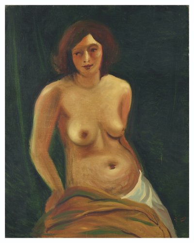 Borstbeeld van een zittende topless vrouw door Andre Derain