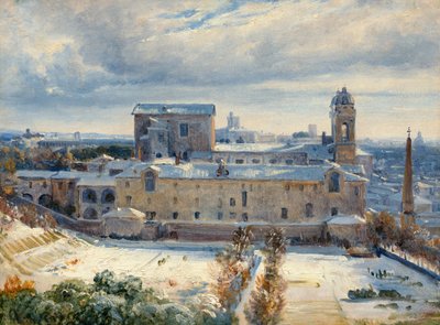 Santa Trinità dei Monti in de sneeuw door André Giroux