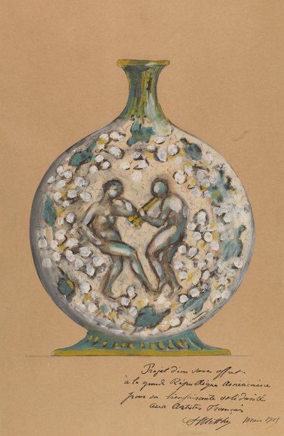 Vaas met dansende figuren door André Metthey