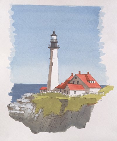 Vuurtoren Portland Head, Maine, VS door Andras Kaldor