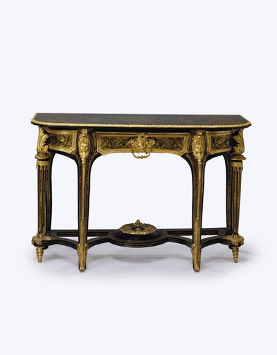 Een van een paar pier tafels met bruin schildpad en verguld montuur, c.1710 door Andre Charles (attr. to) Boulle