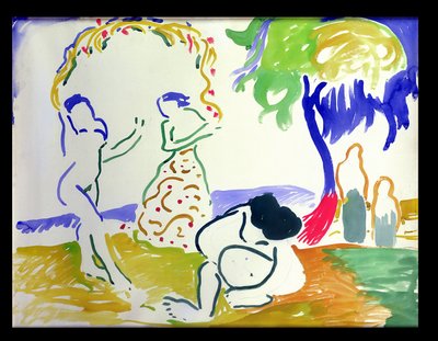 Badgasten, c.1905 (aquarel op papier) door Andre Derain