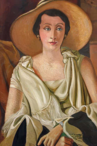 Portret van Madame Paul Guillaume met een grote hoed door Andre Derain