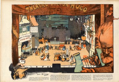 Theater door Victor Hugo door André Devambez (1867-1944) karikatuur in 