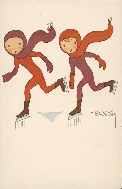 Twee jongens schaatsen door Andre Foy