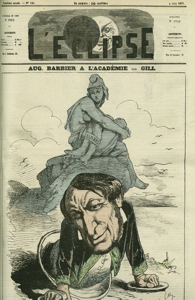 Auguste Barbier (1805-1882), Franse dichter verkozen tot de Franse Academie in 1869. Omslag in L