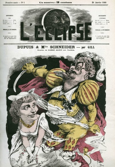 Blauwbaard, opera op muziek van Offenbach in het Varietes theater, met Dupuis als 