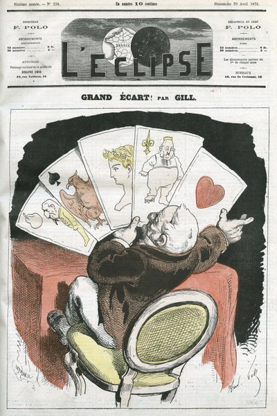Grote spreiding! , cartoon over de regering van president Adolphe Thiers (1797-1877). Omslag in 