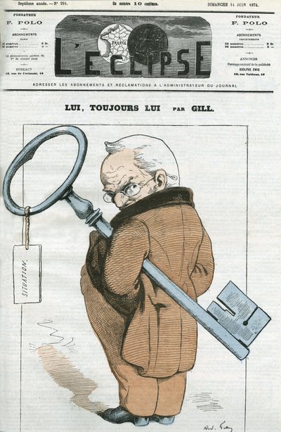 Karikatuur door Adolphe Thiers, Franse staatsman. Omslag in 