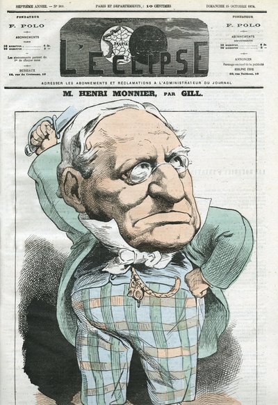 Cartoon door Henri Monnier (1799-1877), Franse toneelschrijver, cartoonist, acteur. Omslag in L