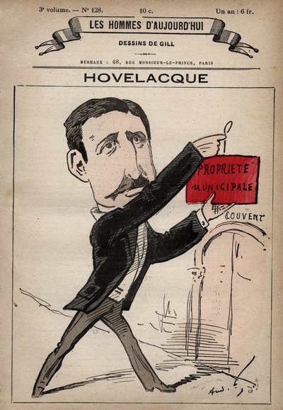 Cartoon van Abel Hovelacque 1873-1896 Engelse taalkundige en antropoloog uit 