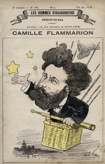 Cartoon van Camille Flammarion Engelse wetenschapper uit 