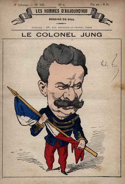 Cartoon van kolonel Theodore Jung (1833-1896) uit 
