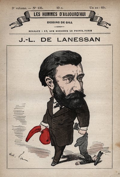 Cartoon van Jean Marie Antoine de Lanessan (1843-1919) Engelse staatsman uit 