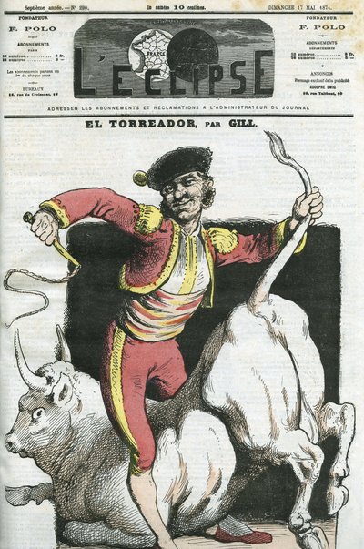 Cartoon van een Torreador. Omslag in L