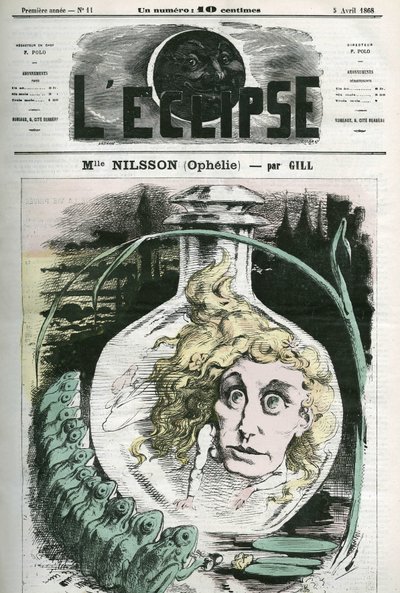 Christine Nilsson in de rol van Ophelie door Andre Gill