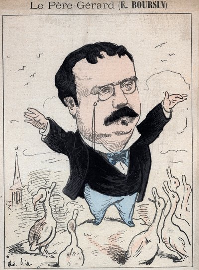 Elphege Boursin (1836-1891) journalist, politiek essayist, man van letters en historicus - cartoon door Andre Gill in 