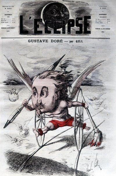 Gustave Doré. Franse tekenaar en schilder (1832 tot 1883). Cartoon DeGill. De zonsverduistering door Andre Gill