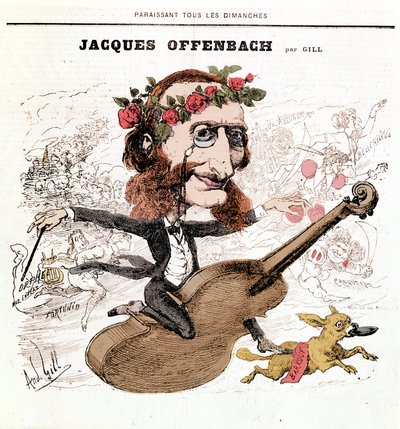 Jacques Offenbach (1819 - 1880), Cartoon door Gill door Andre Gill