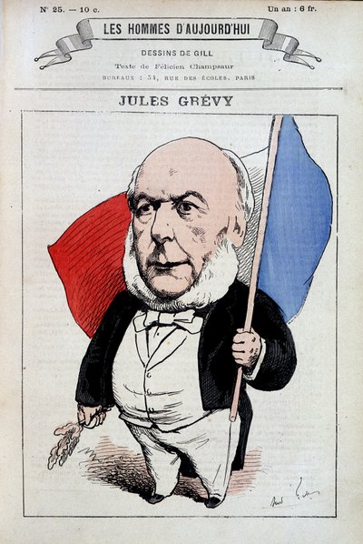 Jules Grevy met de Franse vlag - door Gill, in "Les hommes d